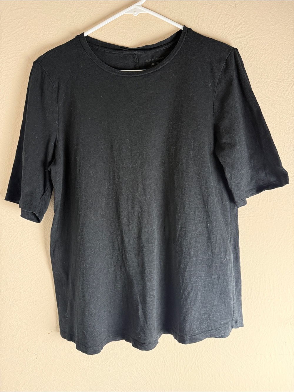 Eileen Fisher Shirt Top Tee Crewneck Short Sleeve Organic Cotton Small Black